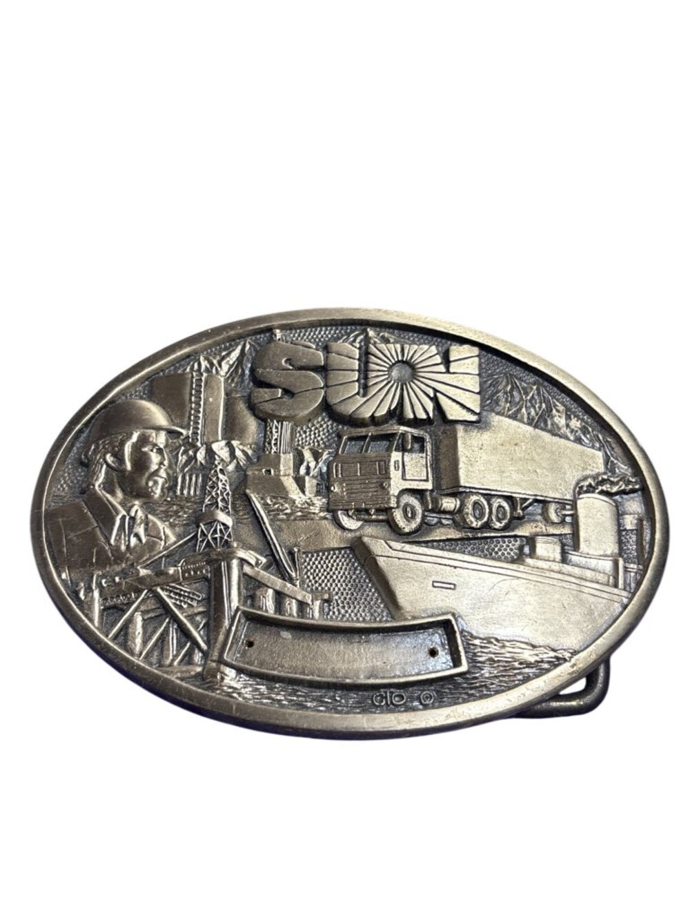 Vintage 1981 Sun Oil Company Solid Brass Belt Buckle O.C. Tanner 3.25" X 2.25"